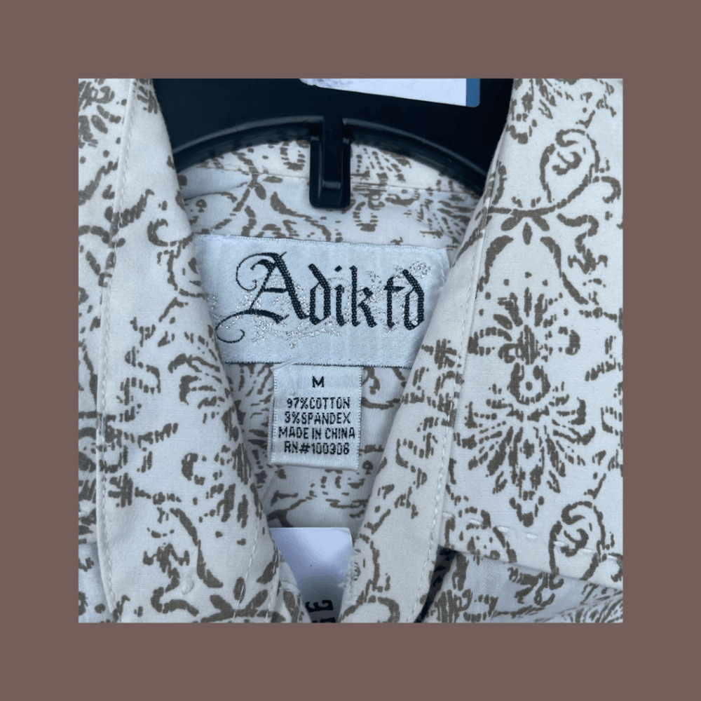 Adiktd Skull Print Shirt | White/Brown | Size M | Vintage Y2K - Picture 3 of 5